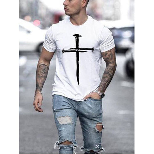 Modern Round Neck Print Casual Men's T-Shirt